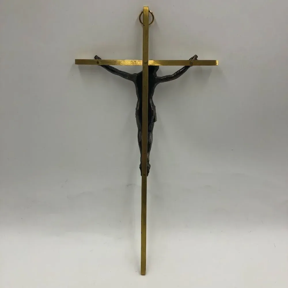 Vintage INRI Brass Jesus Crucifix Christian Religious Cross Hanging Wall Art
